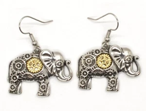 Unique Elephant Gear Earrings – Artisan-Crafted, Symbolizing Strength and Unity - Picture 1 of 1