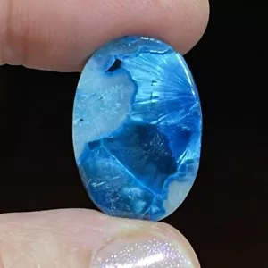 12.4ct 22x15x3.4mm Rare Plancheite Cuprite Shattuckite Calcite Oval Cabochon - Picture 1 of 12