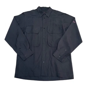 Paul Smith BLACK Men's Shirt Medium Navy Poly Blend Long Sleeve Utility VTG 90s - Picture 1 of 15