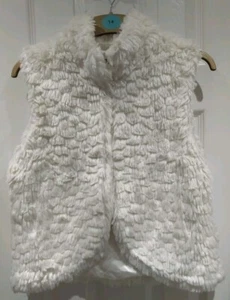 Ladies Emma Fontaine Siz 12 White Fake Fur Gilet Vintage Fashion Designer Winter - Bild 1 von 10