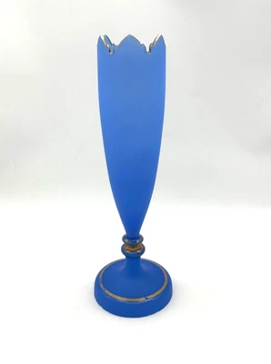 Antique Blue Opaline Vase with Gold Accents 12.5" UV Reactive (READ) - Image 1 of 4