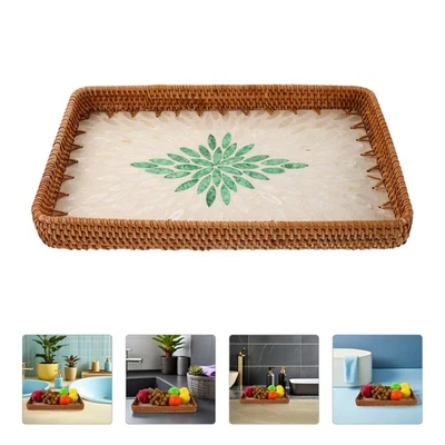  Storage Basket: Tray Rectangular For Bathroom Living Room - Decorative Serving - Image 1 of 4