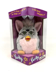 Vtg Furby 1998 Pink Gray Black Green Eyes Leopard New Sealed Model 70-800 Era 1 - Picture 1 of 14