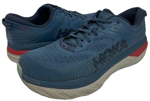 Zapatos para correr Hoka One One Bondi 7 para hombre 10,5 2E anchos en carretera azul rojo - Imagen 1 de 9