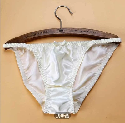 Mujeres 100% Seda Bragas Cuerda Bikinis Lazo Linda Ropa Interior Bragas Parte Inferior Nuevo Foto 1 de 4
