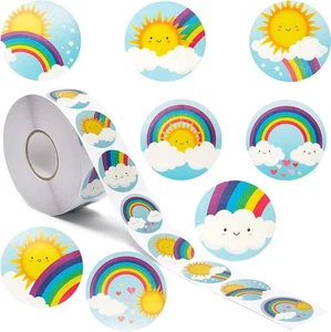 1000 Piece Rainbow and Sunshine Stickers Roll for Kids, 8 Designs, 1.5 In - Picture 1 of 11