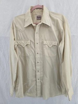 Camisa Occidental Fina Manga Larga A Presión Beige ROPER De Colección. Hombre Grande Foto 1 de 4