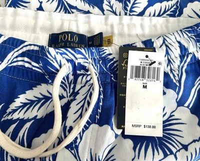 Pantalones Cortos Polo Ralph Lauren Para Hombres 9 Pulgadas Tropical Floral Spa Terry Talla M Azul Blanco Foto 1 de 4