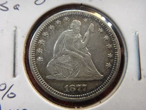 1877 United States Seated Liberty Silver Quarter 25c Coin (High Grade) - Picture 1 of 6