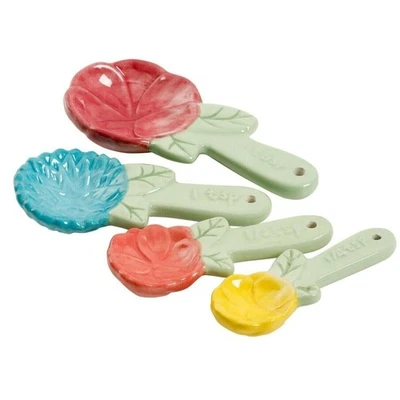 Pioneer Woman Floral Timeless Beauty Measuring Spoons 4pc Stoneware KItchen Gift - Image 1 of 4