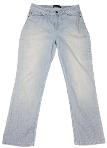 Pantalones de mezclilla Lee Platinum Label para mujer 8 azules blancos a rayas pierna recta elásticos - Imagen 1 de 8