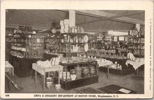 Postal vintage de 1900 de BINGHAMTON Nueva York BOSTON STORE "Depto. de China y Vajilla." - Imagen 1 de 2