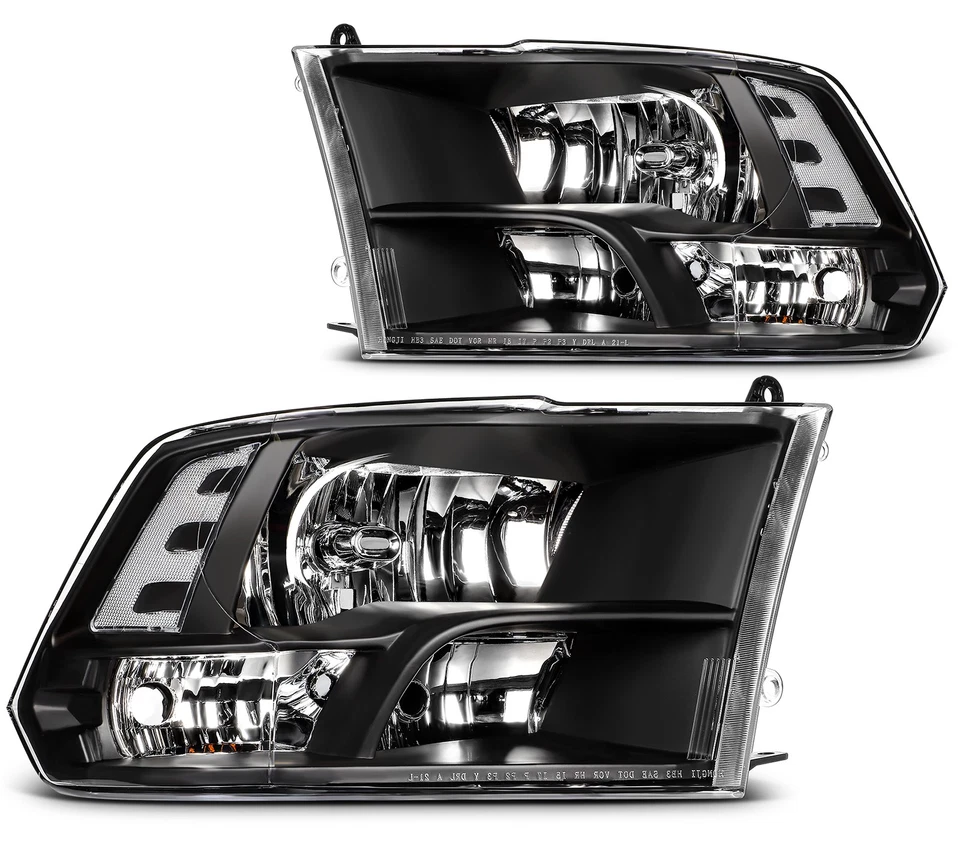PAIR/2PCS Black Clear Headlights Assembly For Dodge Ram 1500 2500 3500 2009-2018 Foto 1 de 4