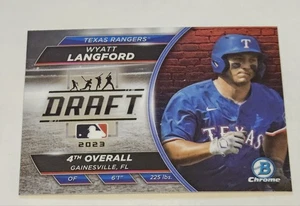 2023 Bowman Chrome Wyatt Langford BDM-9 Draft #4 Rangers - Bild 1 von 2