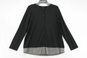 J Jill Wearever Cardigan Sweater Women's Medium Black Goth Cozy Button Up NWT - Picture 1 of 7