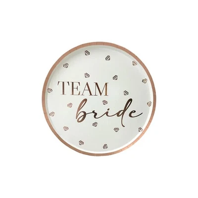 Team Bride Paper Plates x 8 Bridal Shower Disposable Tableware Party Decorations - Image 1 of 3