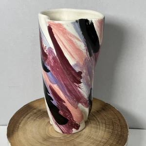 Vintage Horiuchi Multicolor Twist Ceramic Vase Signed 10.5” - Picture 1 of 6
