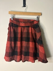 Romantischer Gypsy neu mit Etikett schwarz rot karierter Rock Cargo Utility Taschen Größe Small - Bild 1 von 5