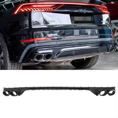 Passt für Audi Q8 4M S-Line Paket 18-23 SQ8 Style Heckdiffusor Schwarz Endrohr - Bild 1 von 4