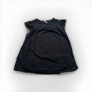 Loft Womens XS Ruffled Sleeveless Blouse Minimalist Embroidered Black (274) - Picture 1 of 7
