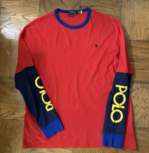 POLO RALPH LAUREN Herren Rot Multi Classic Fit Logo Langarm Jersey T-Shirt - Bild 1 von 1