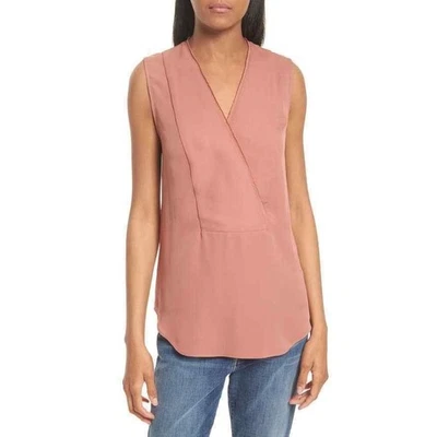 Blusa THEORY Mujer Taneah Top 100% Seda Talla Grande Sin Mangas Seda Rosa Cuello en V Foto 1 de 4