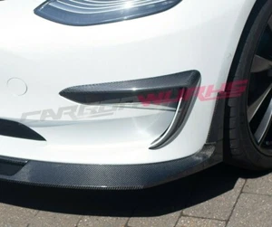 Patos delanteros de fibra de carbono Tesla Model 3 - 2017 2018 2019 2020 2022+ - Imagen 1 de 12