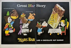1955 vintage Mars Bar, Chocolate Nut Sunday Print Ad. Children Illustration - Picture 1 of 1