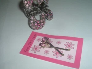 Pink Rhinestone Butterfly Hair Claw cli and 2 Bumble Bee Bobby Pins NWT - Picture 1 of 4