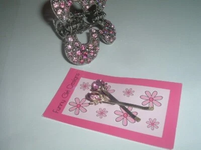 Pink Rhinestone Butterfly Hair Claw cli and 2 Bumble Bee Bobby Pins NWT - Image 1 of 4