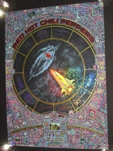 RED HOT CHILI PEPPERS LONDON 2023 EMEK SHOW EDITION RAINBOW FOIL POSTER - 200 - Foto 1 di 1