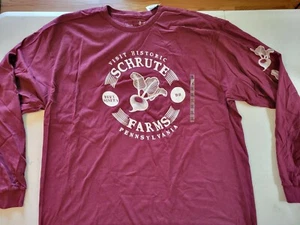 VISIT SCHRUTE FARMS SIZE 2X LONG SLEEVE MAROON GRAPHIC T-SHIRT - Picture 1 of 8