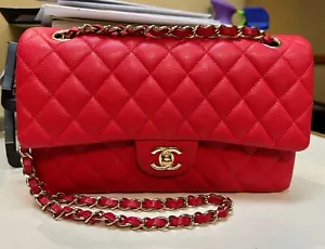 Chanel Quilted Medium Double Flap Crimson Red Caviar Shoulder Handbag - Picture 1 of 13
