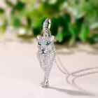 Leopard Gift Pendant 3Ct Round Cut Lab-Created Diamond in 14K White Gold Plated