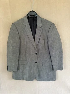 Andrew Fezza Men's 46R Gray Black Herringbone 2 Button Sport Coat Blazer - Picture 1 of 17