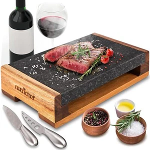 Nutrichef Cooking Stone Grill Set - Hot Lava Rock Sizzling Plate for Steak BB... - Picture 1 of 8