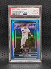 2022 Panini Three and Two Ryne Sandberg Platinum Blue 1/1 PSA 10 GEM MT Pop1 LOL