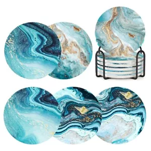 Coasters for Drinks with HolderMarble Ocean Coasters for TableCeramic Absorb ... - Picture 1 of 7