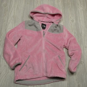 North Face Jacket Girls Size Large Pink Sherpa Fleece Full Zip Hooded Coat - Picture 1 of 10