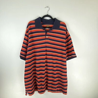 Polo de golf Foundry para hombre 2XLT alto manga corta camisa a rayas naranja azul 3 botones Foto 1 de 4