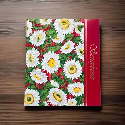 NOS Scrapbook Blank Unused Daisy Sunflower Fabric Cover RED 12x14" Floral - Image 1 of 4