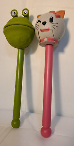 Puppet on a Stick Educational Insights Green Frog & Pink Cat Teacher play Used