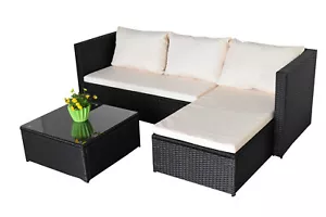 Garten Lounge Sitzgruppe Sitzbank Sitzgarnitur Gartenlounge Bergen III beige - Bild 1 von 8