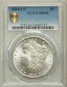 1884 CC Morgan Silver Dollar $1 PCGS MS66 Carson City Gorgeous Coin Gold Shield