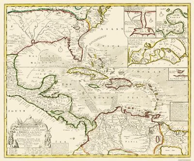 Historic Map - West Indies America Islands - Visscher 1740 - 27 x 23 - Image 1 of 4