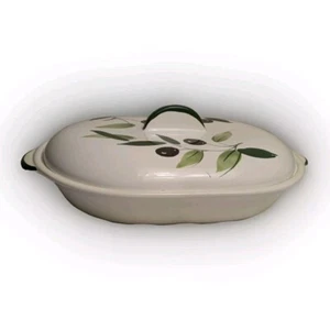 VTG Pizzato Hand Made In Italy Olives Stoneware Casserole & Lid Large Green Blue - Picture 1 of 17