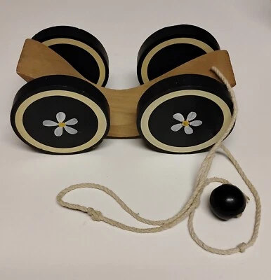 复古 1989 年 Briere 民间艺术 Roly Poly Rabbit 拉玩具替换推车 — 第 1/4 张图片