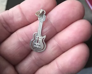 Sterling Silver Guitar with CutOuts Vintage Stamped - Picture 1 of 6