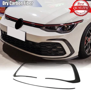 For VW Golf 8 GTI 2021-22 Dry Carbon Front Bumper Splitters Air Vent Fins Trims - Picture 1 of 12