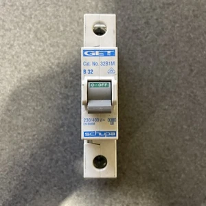 GET 32 AMP Type B 6kA MCB CIRCUIT BREAKER 32B1M SCHUPA Wickes 32A B32 - Picture 1 of 6
